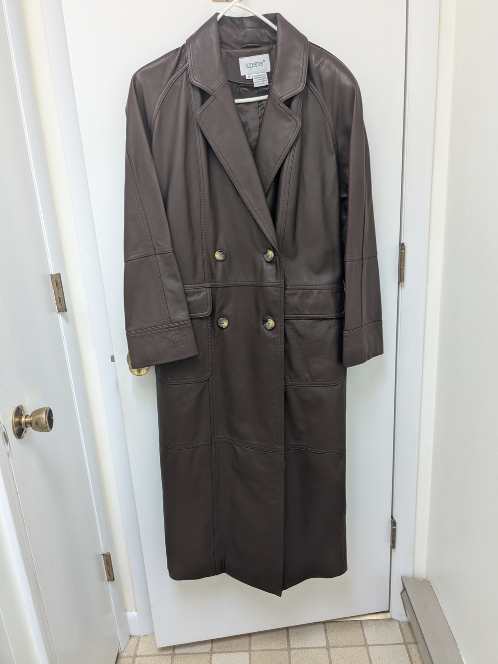 Together Brown Genuine Leather Coat